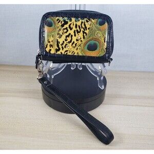 Debbie Brooks Black Peacock Animal Print Rhinestone Wristlet Wallet Phone Case